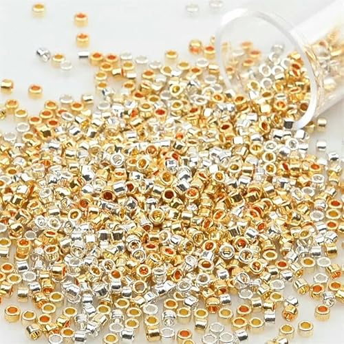 1200 Stück/Tube Metallic Rocailles Perlen Uniform 2.0 Stickerei Glas Rocailles Perlen Charms für Schmuckherstellung DIY Zubehör-PZ741-2mm 1200 Stück-Tube von TBSKUY