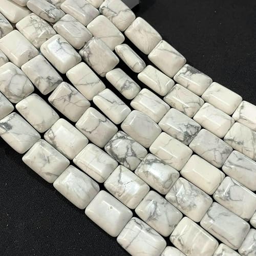 13 x 18 mm rechteckige Naturstein-Achat-Türkis-Tigerauge-Jade-lose Abstandsperlen für die Schmuckherstellung DIY-Armband-Halskette-Weiß-Türkis-13 x 18 mm, ca. 10 Stück von TBSKUY