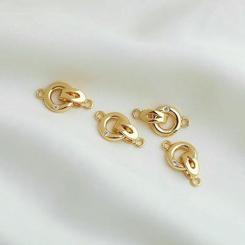 14 Karat vergoldeter, eingelegter Zirkonia-Rundschmuckverschluss, DIY-Perlenarmband-Verbinder, Verschlüsse für Halsketten-Endschnalle, Schmuckzubehör, 14 Karat vergoldet, 1 Stück von TBSKUY