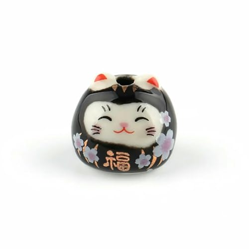 15 x 14,0 mm Anime-Glückskatze, Keramikperlen, bunte Kette, lose Porzellanperlen zur Schmuckherstellung, Schlüsselanhänger, Armband, Halskette – Schwarz – 5 Stück 15 x 14,0 mm Anime-Glückskatze, Keramikperlen, bunte Kette, lose Porzellanperlen zur Schmuckherstellung, Schlüsselanhänger, Armband, Halskette – Schwarz – 5 Stück von TBSKUY