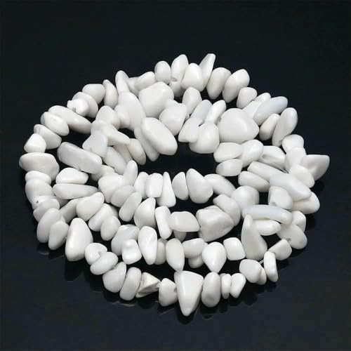 16 Zoll Natursteinperlen, Splitterperlen, 5–8 mm, unregelmäßige Kristallachat-Kiesperlen, DIY-Armband für Schmuck, HK058, weißes Porzellan, Länge ca. 39 cm von TBSKUY