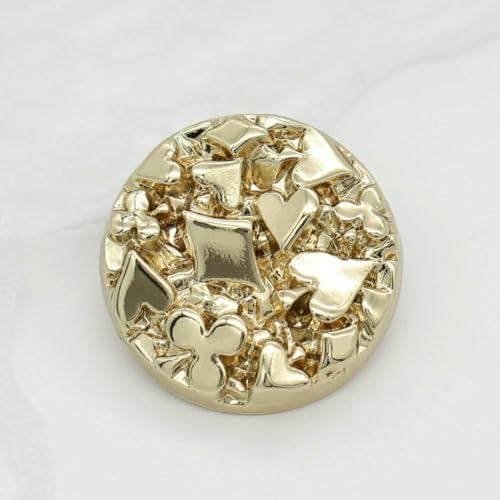 17,5/22,5 mm Gold-Silber-Poker-Design, runde Metallknöpfe, 10 Stück, unregelmäßig geformte Modeknöpfe für DIY-Kleidungszubehör-Gold-22,5 mm-0,89 Zoll-10 Stüc von TBSKUY