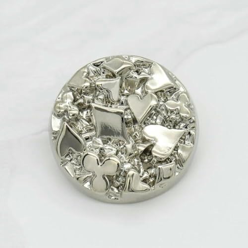 17,5/22,5 mm Gold-Silber-Poker-Design, runde Metallknöpfe, 10 Stück, unregelmäßige Form, modische Knöpfe für DIY-Kleidungszubehör, Silber, 17,5 mm, 0,69 Zoll 17,5/22,5 mm Gold-Silber-Poker-Design, runde Metallknöpfe, 10 Stück, unregelmäßige Form, modische Knöpfe für DIY-Kleidungszubehör, Silber, 17,5 mm, 0,69 Zoll von TBSKUY