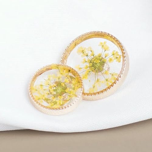 18/23,0 mm natürliche getrocknete Blumendekor-Ösenknöpfe für Kleidung, einzigartiges Design, Luxus-Metallknöpfe für Frauen und Kinder, DIY-gelb-23,0 mm, 6 Stück 18/23,0 mm natürliche getrocknete Blumendekor-Ösenknöpfe für Kleidung, einzigartiges Design, Luxus-Metallknöpfe für Frauen und Kinder, DIY-gelb-23,0 mm, 6 Stück von TBSKUY