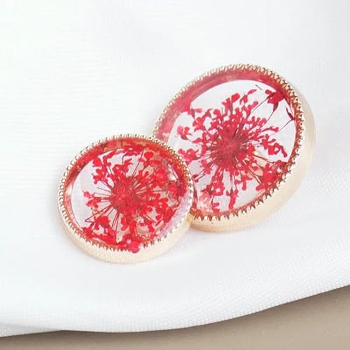 18/23,0 mm natürliche getrocknete Blumendekor-Ösenknöpfe für Kleidung, einzigartiges Design, Luxus-Metallknöpfe für Frauen und Kinder, DIY-rot-18 mm, 6 Stück 18/23,0 mm natürliche getrocknete Blumendekor-Ösenknöpfe für Kleidung, einzigartiges Design, Luxus-Metallknöpfe für Frauen und Kinder, DIY-rot-18 mm, 6 Stück von TBSKUY