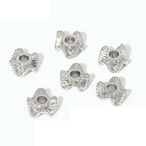 18 Karat vergoldete gewellte Abstandsperlen aus Messing, lose Metallperlen zur Schmuckherstellung, DIY-Armbänder/Halsketten, Zubehörteile, rhodiniert, 30 Stück von TBSKUY