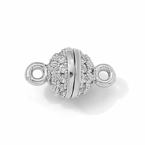 18 Karat vergoldeter Kugel-Magnetverschluss für Armbänder, Magnetverschlüsse, Halskettenverschlüsse, Verbinder, DIY-Schmuckherstellungszubehör, rhodiniert, 2 Stück von TBSKUY