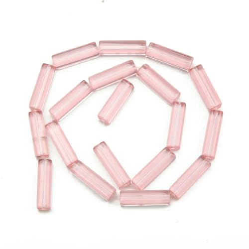 18 Stück 20 x 6 mm rechteckige Glasperlen-Anhänger zur Schmuckherstellung, Perlenzubehör, DIY-Halsketten, handgefertigte Accessoires, 2 von TBSKUY