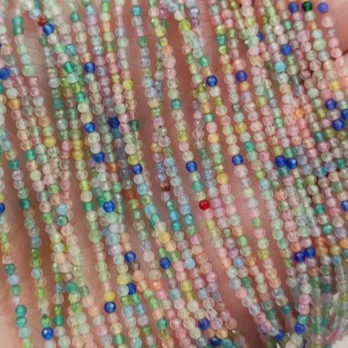 180 Stück 2 mm DIY Naturstein Katzenauge facettierte runde lose Perlen zur Herstellung von Damenarmbändern Halsketten Schmuckzubehör-Farbmischung von TBSKUY