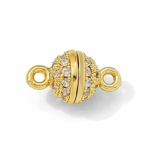 18K vergoldeter Kugel-Magnetverschluss für Armbänder, Magnetverschlüsse, Halskettenverschlüsse, Verbinder, DIY-Schmuckherstellungszubehör-18K vergoldet-2 Stück von TBSKUY