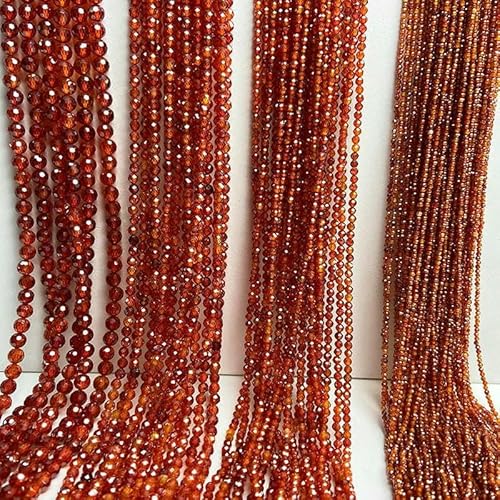 2/3/4,0 mm mehrfarbige facettierte Zirkonia-Steinperlen, natürliche Zirkonia-Steinperlen, Kristallperlen zur Schmuckherstellung, DIY-Armbandzubehör, 15 Zoll – orangeroter Zirkon – 3 von TBSKUY