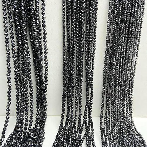 2/3/4,0 mm mehrfarbige facettierte Zirkonia-Steinperlen aus natürlichem Zirkonia, Kristallperlen zur Schmuckherstellung, DIY-Armbandzubehör, 15 Zoll, Schwarzer Spinell, 2 mm von TBSKUY