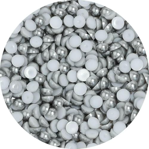 2/3/4/5/6/8/10 mm, 50–1200 Stück/Beutel, elfenbeinfarben/weiß, mehrfarbig, Kunstperle, halbrund, flache Rückseite, für die Herstellung von DIY-Ornamenten, Grau, 2 mm, 500 Stück von TBSKUY