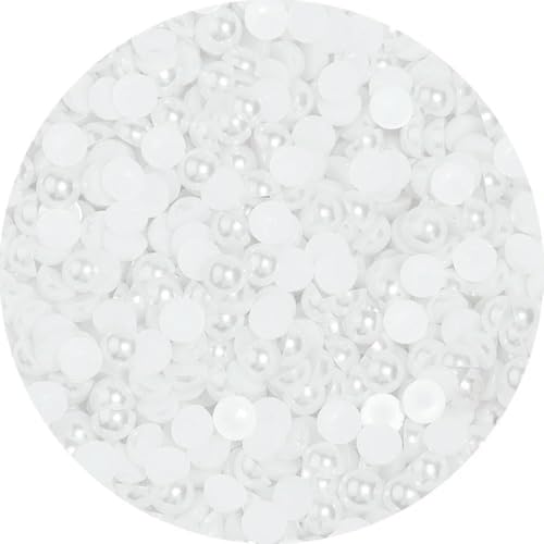 2/3/4/5/6/8/10 mm, 50–1200 Stück/Beutel, elfenbeinfarben/weiß, mehrfarbig, Kunstperle, halbrund, flache Rückseite, für die Herstellung von DIY-Ornamenten, Weiß, 10 mm, 100 Stück von TBSKUY