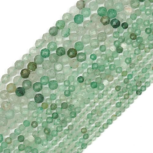 2 3 4,0 mm natürliche facettierte Apatit-Saphir-Jade-Onyx-Edelsteinperlen, runde Mineralperlen zur Schmuckherstellung, DIY-Armbandzubehör – grüner Aventurin – 2 mm (ca. 170 Stück) von TBSKUY
