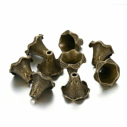 2 Stück/Los Legierung Perlenkappen Gemischte Hohlblumen Halskette Ohrringe Endperlen Kappenverbinder Für DIY Schmuckherstellung Zubehör-Antike Bronze_c von TBSKUY