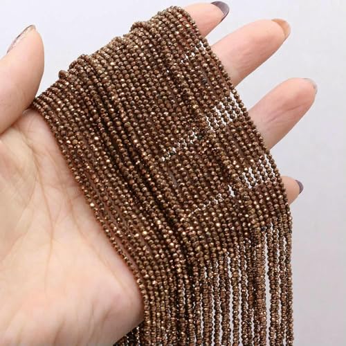 2 Stück Naturstein-Perlen, glänzend, goldfarben, facettierter Spinell, für die Schmuckherstellung, DIY-Halsketten, Armbandzubehör, 14 Zoll, C-2 mm von TBSKUY