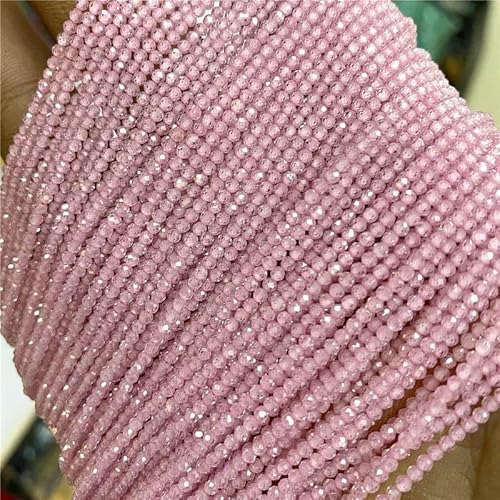 2 mm, 3,0 mm, 4,0 mm, facettierte Naturstein-Quarz-Kristallperlen, runde Zirkonia-Aquamarin-Perlen für DIY-Schmuckherstellung, 38,1 cm Strang, rosa Zirkonia, 2 mm, ca. 175 Perlen 2 mm, 3,0 mm, 4,0 mm, facettierte Naturstein-Quarz-Kristallperlen, runde Zirkonia-Aquamarin-Perlen für DIY-Schmuckherstellung, 38,1 cm Strang, rosa Zirkonia, 2 mm, ca. 175 Perlen von TBSKUY