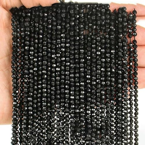 2 mm 3,0 mm natürliche afrikanische Smaragd-Glimmerperlen, facettierte lose Edelsteinperlen zur Armbandherstellung, DIY-Schmuckversorgung, schwarzer Turmalin, L.1–2–2,5 mm (180 Stück) von TBSKUY