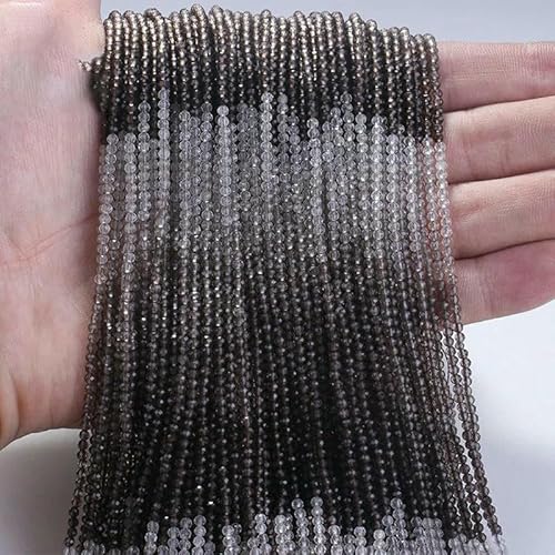 2 mm 3,0 mm natürliche afrikanische Smaragd-Glimmerperlen, facettierte lose Edelsteinperlen zur Armbandherstellung, DIY-Schmuckzubehör, Farbverlauf Rauchquarz, 3–3,5 mm (115 Stück) von TBSKUY