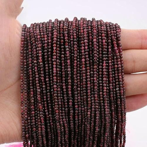 2 mm 3,0 mm natürliche afrikanische Smaragd-Glimmerperlen, facettierte lose Edelsteinperlen zur Armbandherstellung, DIY-Schmuckzubehör, Granat, L.2–3–3,5 mm (115 Stück) von TBSKUY