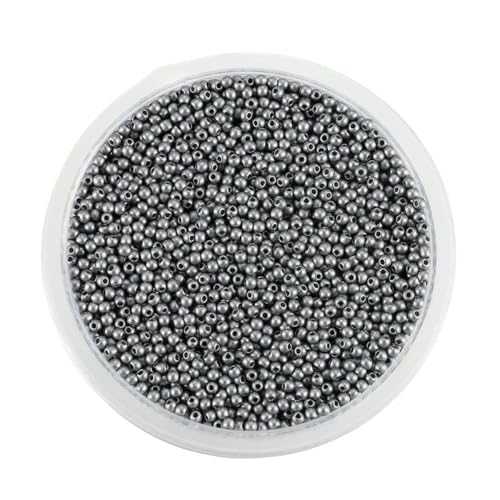 2 mm Charm-Glasperlen, tschechische Glasperlen, kleine runde lose Perlen für die Herstellung von Schmuck, Ohrringen und Armbändern – Dunkelgrau – 2 mm x 1800 Stück von TBSKUY