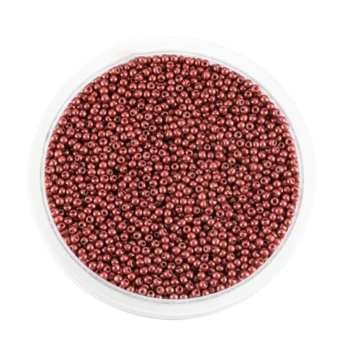 2 mm Charm-Glasperlen, tschechische Glasperlen, kleine runde lose Perlen für die Herstellung von Schmuck, Ohrringen und Armbändern – Dunkelrot – 2 mm x 1000 Stück von TBSKUY