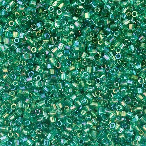 2 mm Glasreisperlen, bunt, röhrenförmig, transparent, lose Perlen, DIY-Armband, Ohrringe, Schmuckherstellung, Perlen, Bastelzubehör, AB hellgrün, abgefüllt (ca. 1100 Stück) von TBSKUY