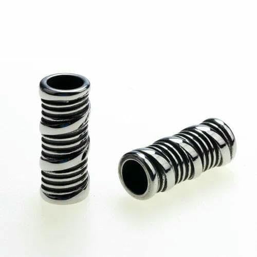 2 teile/los Edelstahl Rohr Perlen 6mm Tibetischen silber Lederband DIY Armband/halskette Slider DIY Schmuck Zeug fr-BQGHK 003 2 stücke von TBSKUY