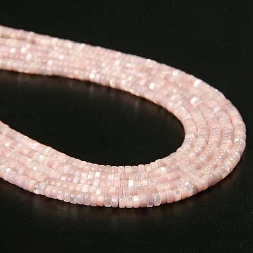 2 x 4,0 mm natürliche Muschelperlen, mehrfarbige Rondellperlen, gefärbte Perlmuttmuschel, lose Abstandsperlen zur Schmuckherstellung, 2 Abstandshalter 2 x 4,0 mm, ca. 36–40 cm von TBSKUY
