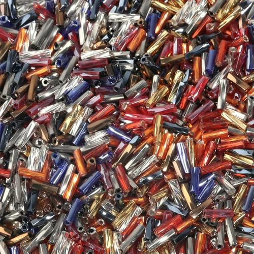 2 x 6 mm Röhrenperlen, gedrehte Glasperlen, spiralförmige Rocailles-Perlen für DIY-Armbänder, Schmuck, Kleiderherstellung, Kleidungsstücke, Zubehör, Mix, 2 x 6 mm, 212 Stück von TBSKUY