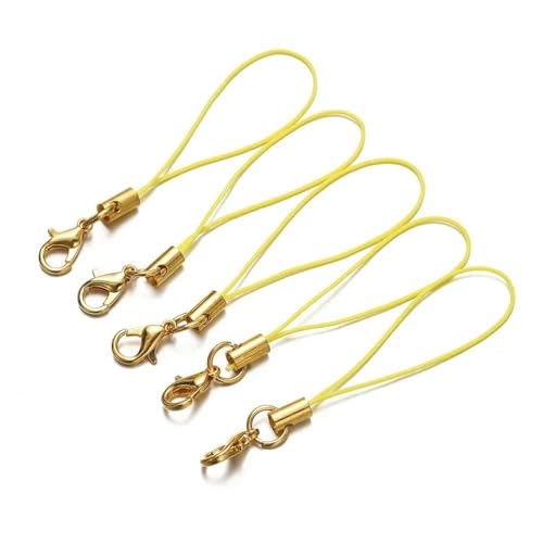 20–100 Stück goldfarbenes Schlüsselanhängerseil mit Karabinerverschluss, Lanyard, Lariat-Gurt, Schnüre zum Selbermachen von Schlüsselanhängern, Anhängern, Schmuckherstellung, Hellgelb, 20 Stüc von TBSKUY