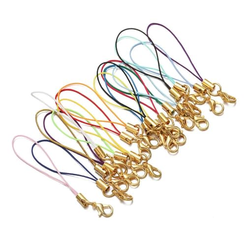 20–100 Stück goldfarbenes Schlüsselanhängerseil mit Karabinerverschluss, Lanyard, Lariat-Gurtkordeln, DIY-Schlüsselring, Anhängerkordel, Schmuckherstellung, gemischt, 100 Stück von TBSKUY