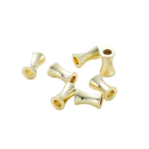 20 Stück/Los 5–10 mm, 14 Karat 18 Karat vergoldet, lose Abstandshalter, Metallperlen, Armband, Charm, Bastelperlen, DIY-Schmuckzubehör, 14 Karat Gold, 5 x 8 mm, Loch 2,5 von TBSKUY