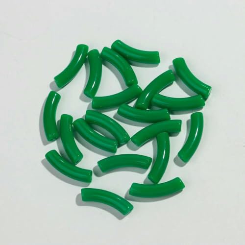 20 Stück/Los Acryl-Dünnrohrperlen, einfarbig, Harz, gebogenes Rohr, lose Perlen für DIY-Armband, Halskette, Schmuckzubehör, grün, 8 x 32 mm 20 Stück/Los Acryl-Dünnrohrperlen, einfarbig, Harz, gebogenes Rohr, lose Perlen für DIY-Armband, Halskette, Schmuckzubehör, grün, 8 x 32 mm von TBSKUY