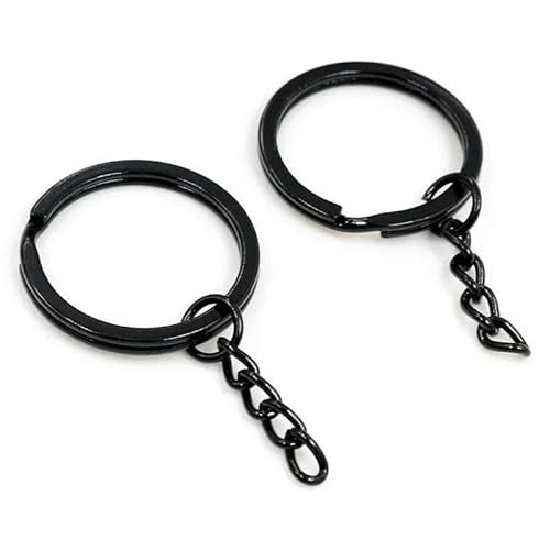 20 Stück 25–30 mm vergoldeter versilberter Schlüsselring, Schlüsselanhänger, Verschluss, Schlüsselanhänger, Spaltring, plattierter Schlüsselring zur Schmuckherstellung, Schwarz, 30 mm von TBSKUY