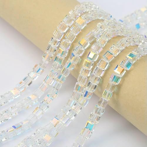 20 Stück 8 mm Würfel, quadratisch, facettierte Glaskristallperlen zur Schmuckherstellung, lose Glasperlen, DIY-Armband, Abstandshalter, Würfelperle – 4–8 mm (20 Stück) von TBSKUY