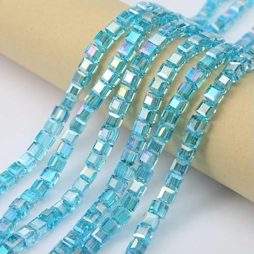 20 Stück 8 mm Würfel, quadratisch, facettierte Glaskristallperlen zur Schmuckherstellung, lose Glasperlen, DIY-Armband, Abstandshalter, Würfelperle – 8–8 mm (20 Stück) von TBSKUY
