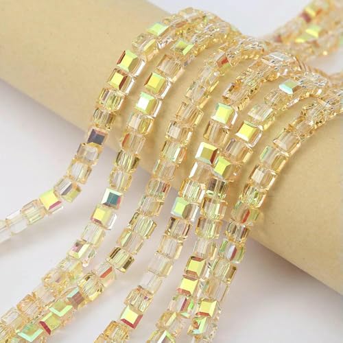 20 Stück 8 mm Würfel, quadratisch, facettierte Glaskristallperlen zur Schmuckherstellung, lose Glasperlen, DIY-Armband, Abstandshalter, Würfelperle – Silber – 8 mm (20 Stück) von TBSKUY