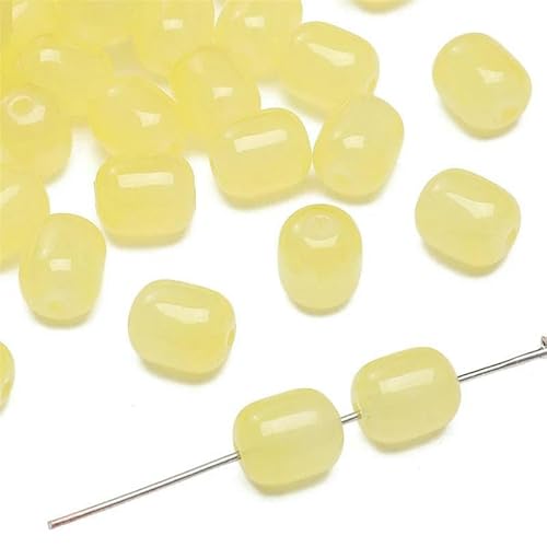 20 Stück 8 x 10 mm Glasperle mit geradem Loch, lose Abstandsperlen für Armbänder, Halsketten, Ohrringe, DIY-Schmuckherstellung, Zubehör, Gelb von TBSKUY