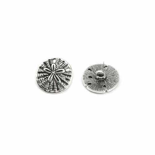 20 Stück Vintage handgefertigte Nähknöpfe mit Ösen, rund, Antik-Silber, Blumen-geschnitzte Windschutzknöpfe, Mantelzubehör, 19 x 18 mm, Antik-Silber von TBSKUY