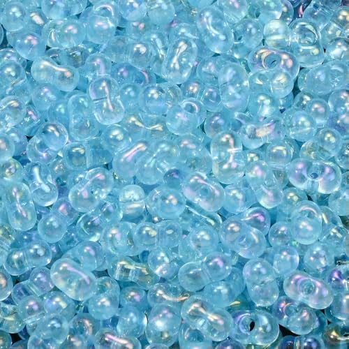 200 Stück 4 x 6 mm Glasperlen zur Schmuckherstellung, erdnussförmige Glasperlen für DIY-Armbänder, Halsketten, Ohrringe, Zubehör, blau von TBSKUY