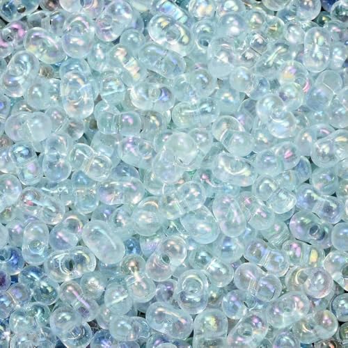 200 Stück 4 x 6 mm Glasperlen zur Schmuckherstellung, erdnussförmige Glasperlen für DIY-Armbänder, Halsketten, Ohrringe, Zubehör, himmelblau von TBSKUY