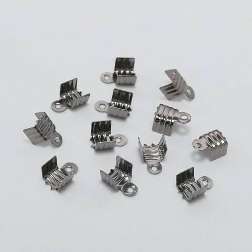 200 Stück goldfarbene kleine Kordel-Endspitze, umklappbar, Dreidraht-Verschluss, Quetschperlen-Schnallenverbinder für Schmuckherstellung, Zubehör, DIY, Gun Black, 3 x 6 mm von TBSKUY