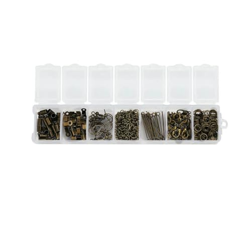 210–400 Stück/Box Schmuckherstellungs-Kits mit Karabinerverschluss, offene Biegeringe, End-Crimps, Perlenbox, handgefertigte DIY-Armband-Halsketten-Befunde, Set 01 210–400 Stück/Box Schmuckherstellungs-Kits mit Karabinerverschluss, offene Biegeringe, End-Crimps, Perlenbox, handgefertigte DIY-Armband-Halsketten-Befunde, Set 01 von TBSKUY