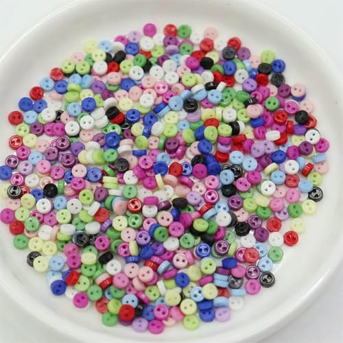 250 Stück 3,0 mm Mini-Knöpfe, schwarz/weiß/mehrfarbig, 2 Löcher, rund, winzige Knöpfe, DIY, handgefertigt, Nähen für Puppen, Stofftiere, Kleidung, mehrfarbig von TBSKUY