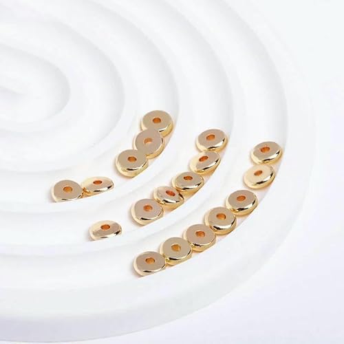 3/4/5/6/8/10 mm flache Metallperlen, 14 K/18 K vergoldete Abstandsperlen für DIY-Armband-Halskettenherstellung, Zubehör, Schmuckmaterialien - 14 K vergoldet - 10 mm - 40 Stück von TBSKUY