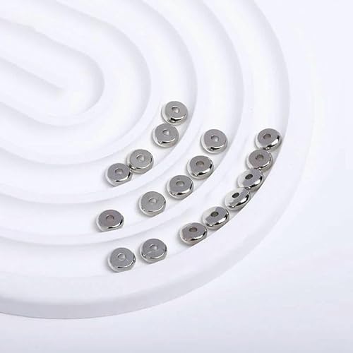 3/4/5/6/8/10 mm flache Metallperlen, 14 K/18 K vergoldete Abstandsperlen für DIY-Armband-Halskettenherstellung, Zubehör, Schmuckmaterialien - rhodiniert - 10 mm - 40 Stück von TBSKUY