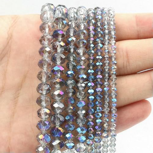 3/4/6/8 mm facettierte jadeweiße Kristallglasperlen, vergoldet, flach, rund, lose Perlen zur Schmuckherstellung, DIY-Armband, Ohrringe, ab blau transparent, 4,0 mm, 130 Stück 3/4/6/8 mm facettierte jadeweiße Kristallglasperlen, vergoldet, flach, rund, lose Perlen zur Schmuckherstellung, DIY-Armband, Ohrringe, ab blau transparent, 4,0 mm, 130 Stück von TBSKUY