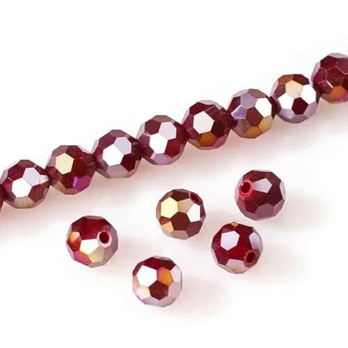 3 4 6 8 mm tschechische schwarze Glasperlen zur Schmuckherstellung, Armband, Halskette, rund, lose Spacer-Kristallperlen Z102-Z118AB, dunkelrot-8 mm von TBSKUY